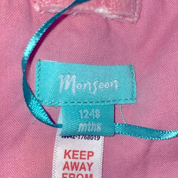 Monsoon rose pink with white hearts winter coat kids 12-18 months youth jacket